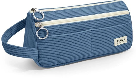Etui a corduroy con maniglia per scuola e ufficio