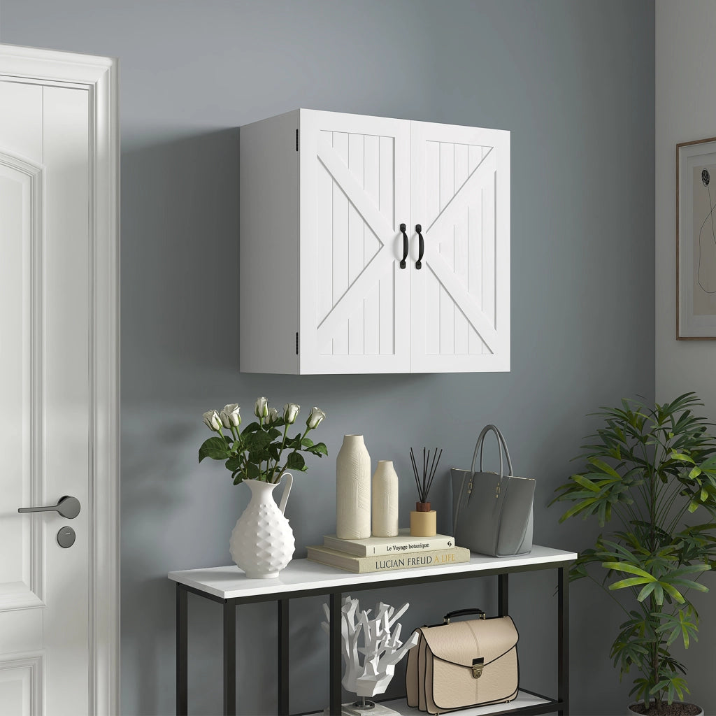 Mobiletto Pensile Bagno in Legno con Ripiano Regolabile ¨C zephmum ¨C Bianco 60x30x60