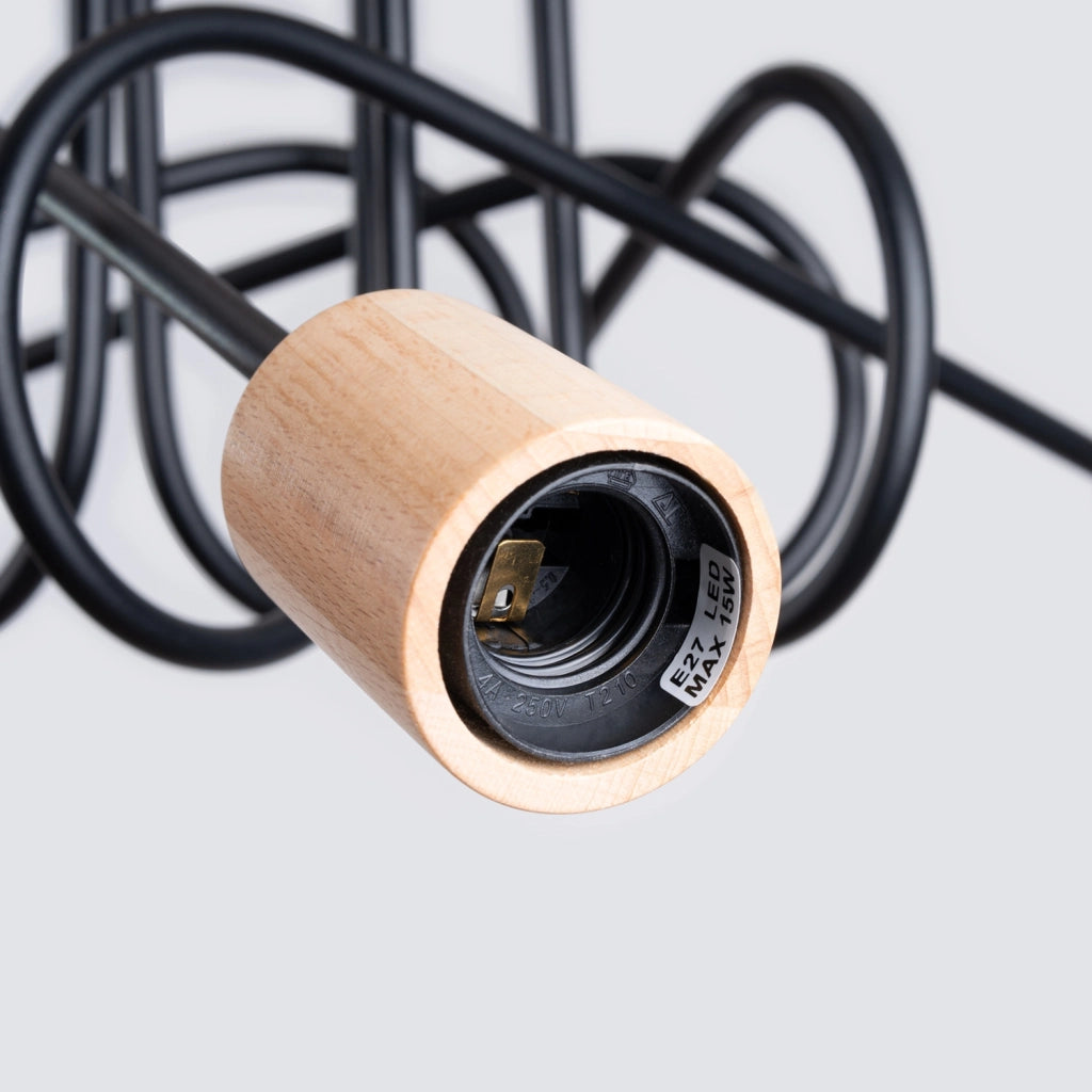Lampadario soffitto loft BRAZZA Pure Lume nero legno 5xE27