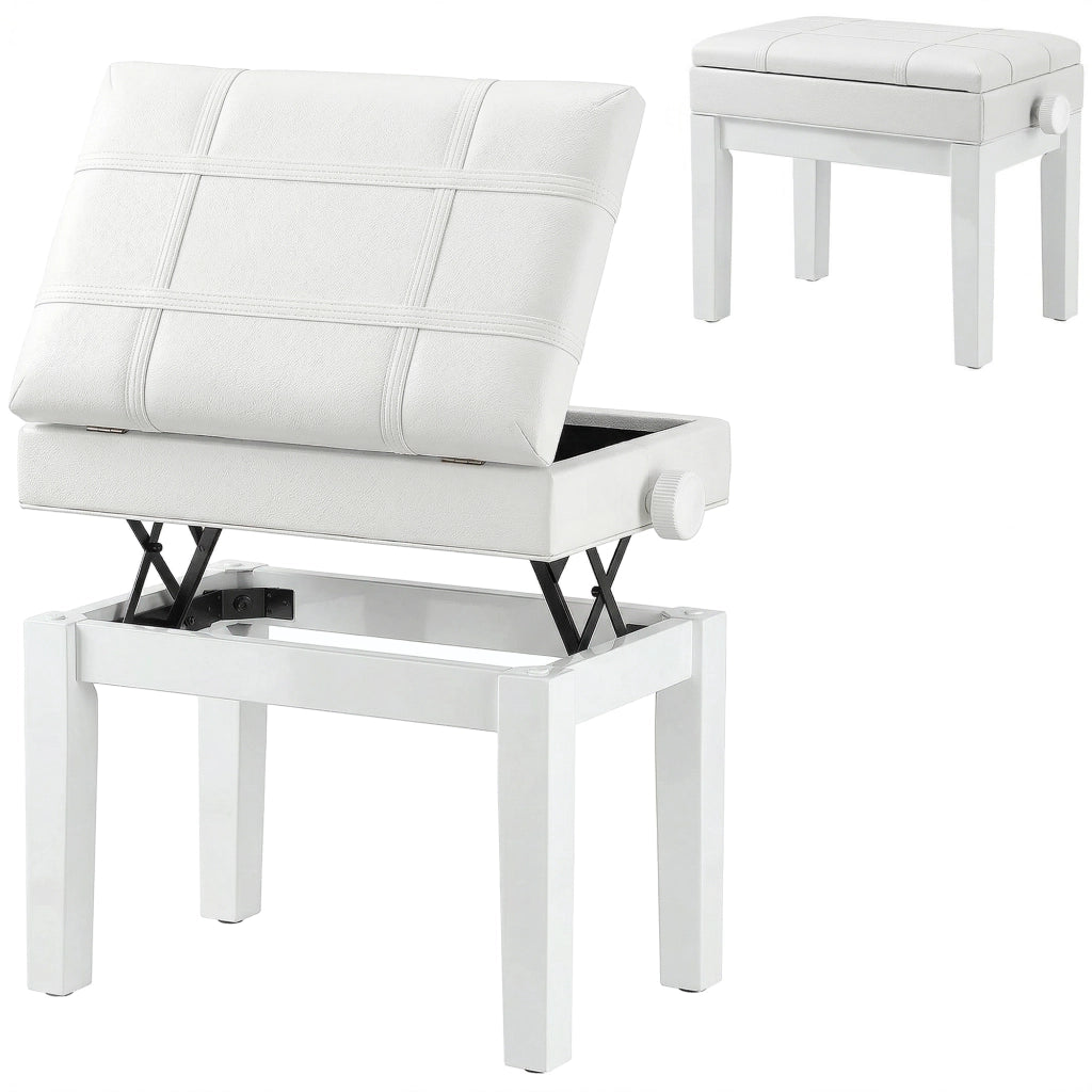 Sgabello da piano con seduta regolabile in legno ¨C Zephmum ¨C Bianco