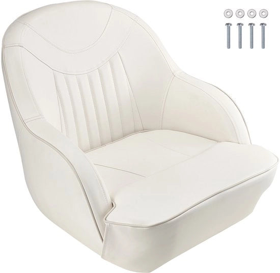 Sedia per auto, schienale basso, sedile per auto con schienale pieghevole, imbottitura in schiuma densa, copertura in PVC impermeabile, sedile pieghevole, bianco.