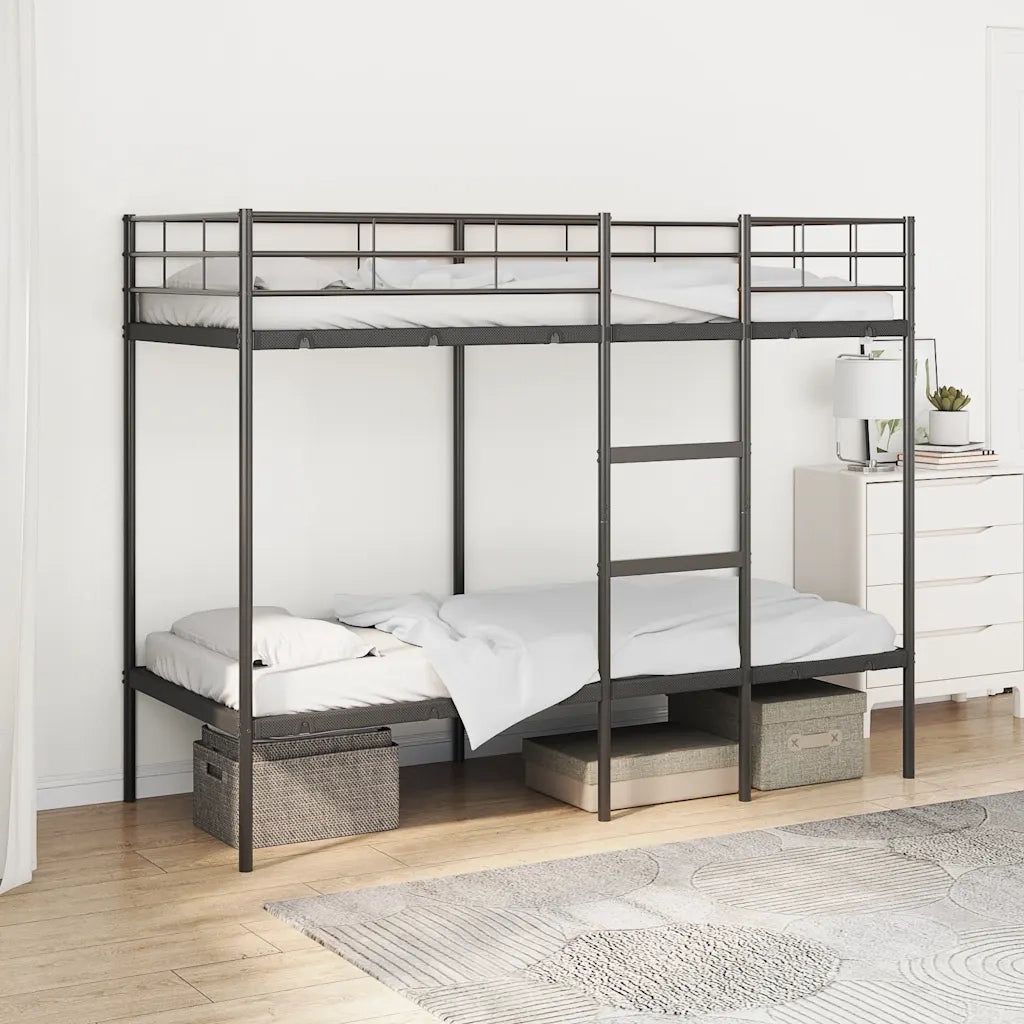 vidaXL Letto a Castello senza Materasso Nero 80x200 cm in Acciaio