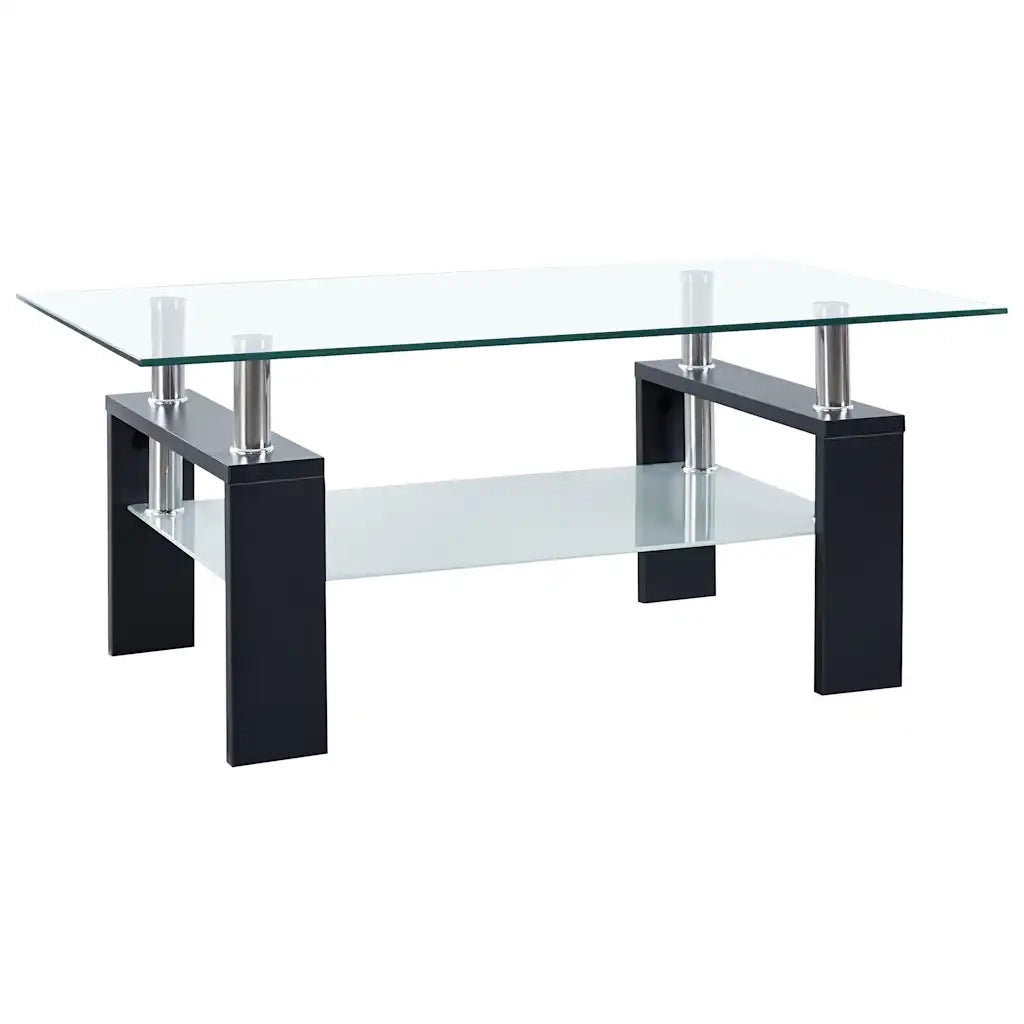 Tavolino Salotto Nero e Trasparente 95x55x40 cm Vetro Temperato cod mxl 29743