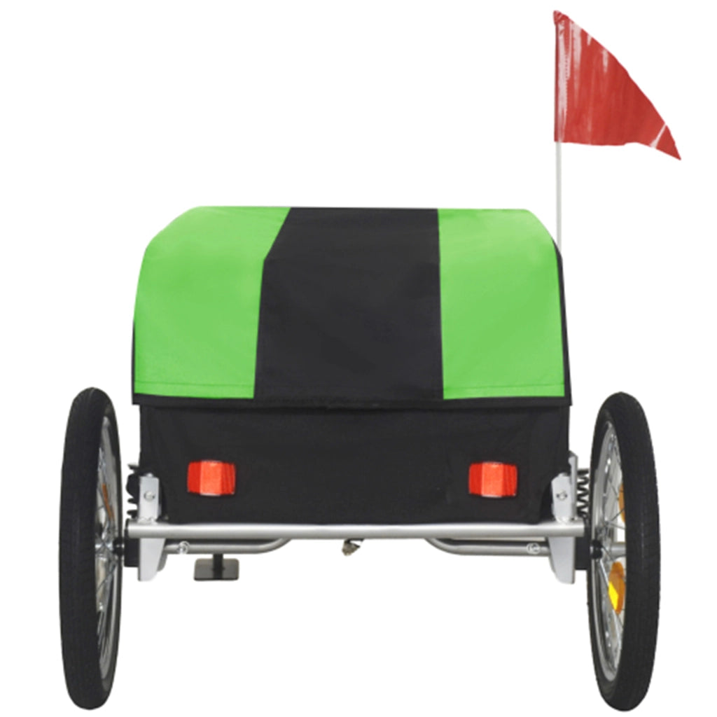 RIMORCHIO PORTABAGAGLI BICI 69x48x34 cm Verde/Nero in acciaio pieghevole