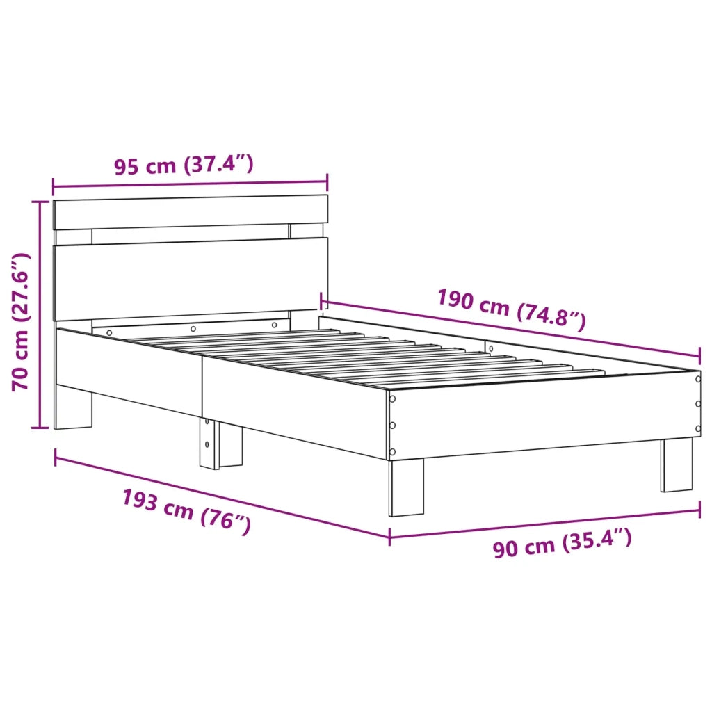 Struttura del letto Legno vecchio 90 x 190 cm Legno multistrato 863805