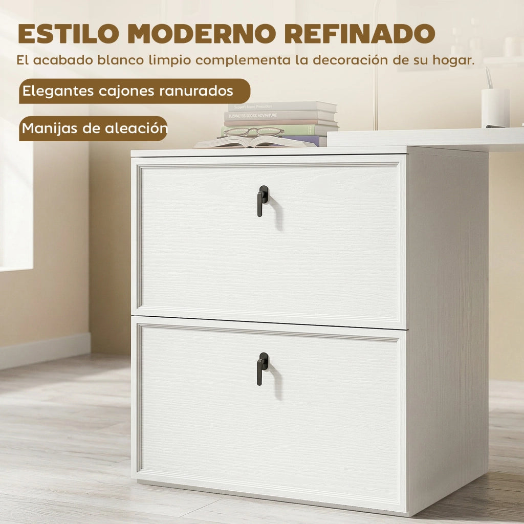 Scrivania Angolare Moderna con 2 Cassetti ¨C Zephmum ¨C Bianco 90x50x75 cm