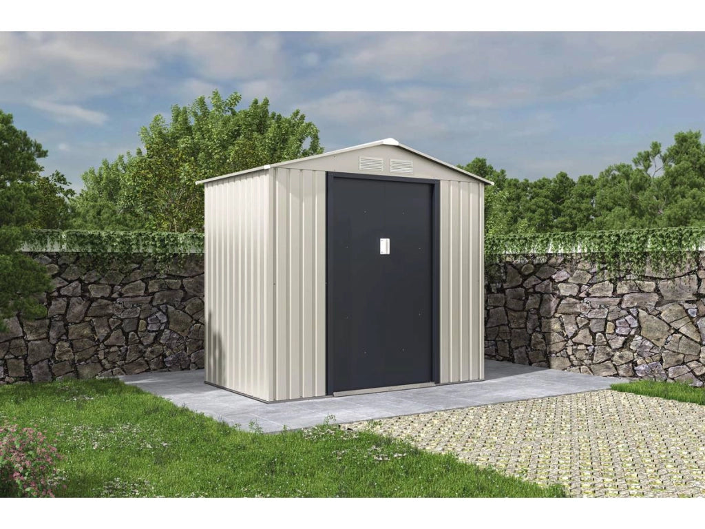 Casetta da giardino in metallo "Nebraska" - 4,07 m² - Beige/Grigio antracite