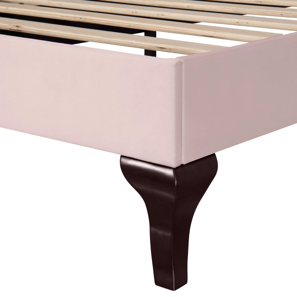 Letto Singolo 90x200 cm con Testiera Regolabile e Rete a Doghe in Velluto Rosa