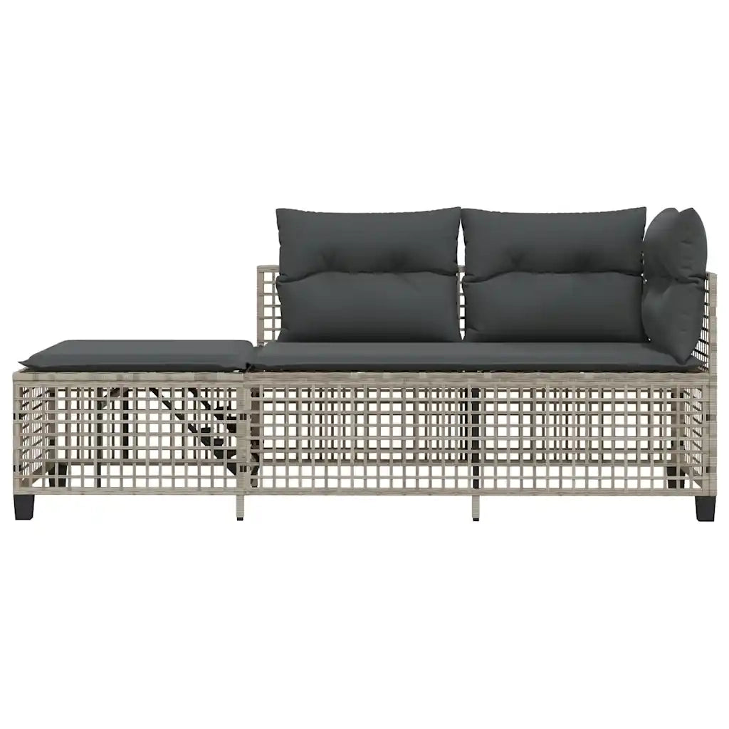Divani da Giardino ad Angolo 3 pz | Set Salotto da Giardino Cuscini Grigio in Polyrattan