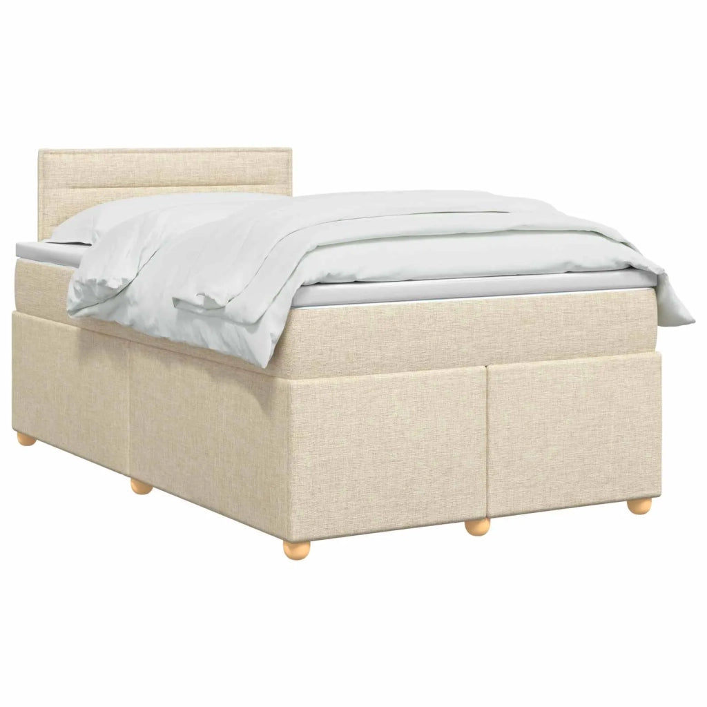 Letto box spring con materasso Crema 120 x 190 cm Tessuto 3450907