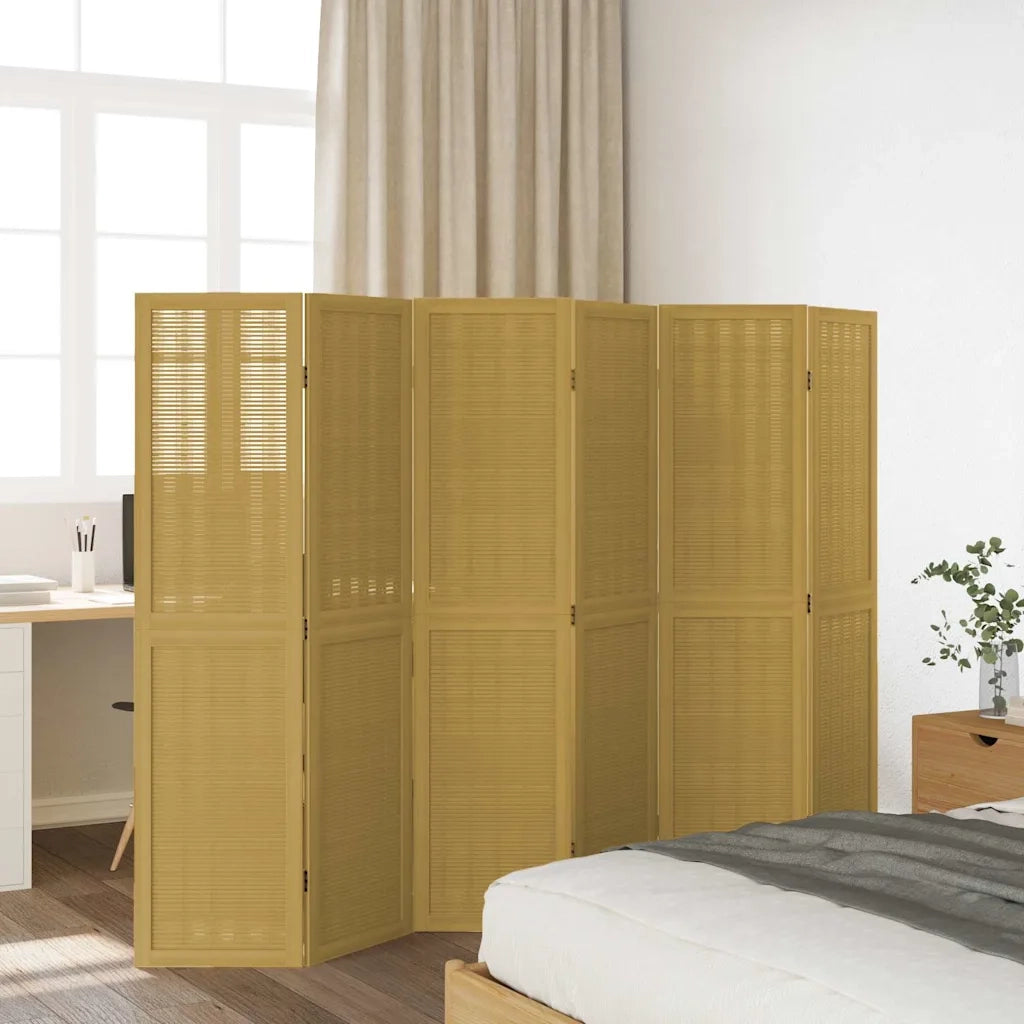 Divisorio Ambienti | Divider per stanze | Paravento 6 Pannelli Marrone Legno Massello Paulownia