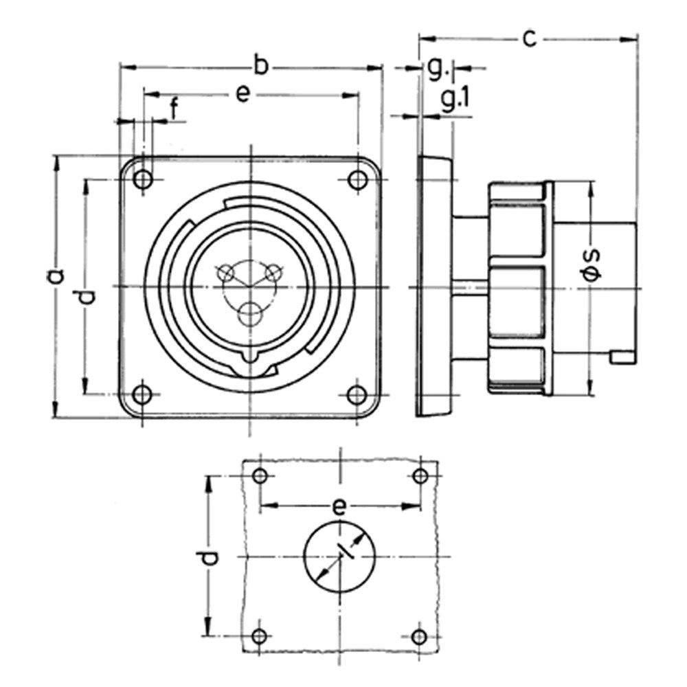 Spina a parete dritta 32A 3P+T 230V grado IP67 Mennekes