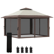Gazebo; regolabile in altezza; 4 pareti a rete; tetto di ventilazione; borsa da trasporto; montaggio rapido; 4 x 4 x 3 m; beige