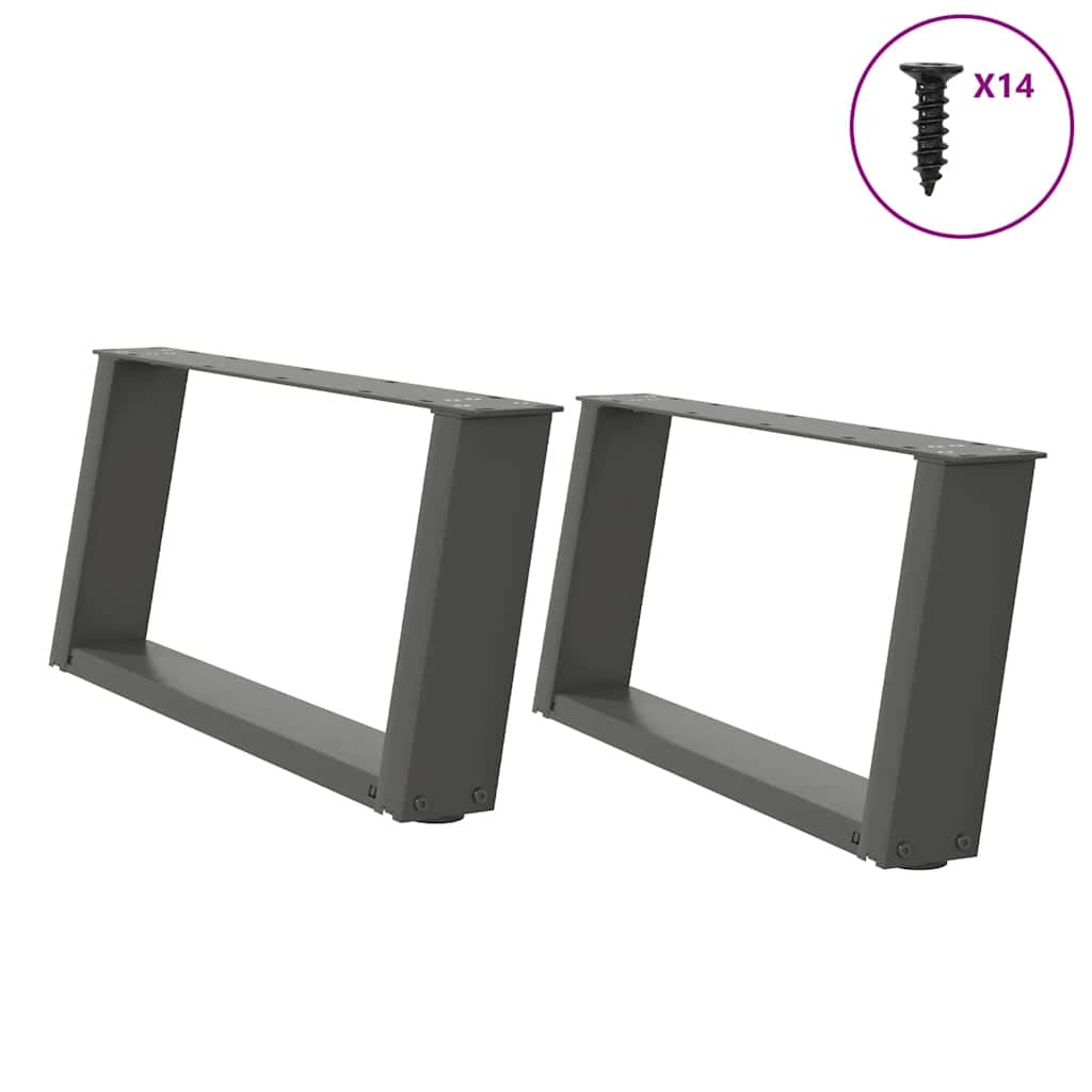 Set di 2 gambe per tavolino da caffè a forma di U antracite 60 x 31 cm stabilità regolabile design moderno 02_0057035