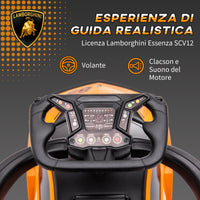 Auto Macchina Cavalcabile per Bambini Licenza Lamborghini Design 2 in 1 con Manubrio Passeggino Arancione e Nero