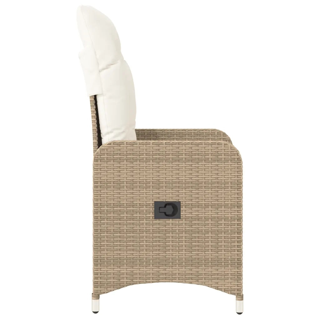 Sedia Reclinabile da Giardino | Sedie da Esterno con Cuscini Beige in Polyrattan