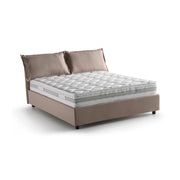Letto matrimoniale Annica, Letto contenitore con rivestimento in tessuto, Made in Italy, Apertura frontale, con materasso cm 140x200 incluso, Tortora