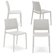 Set 4 sedie in polipropilene MEGAN, impilabile, resistente ai raggi UV, design moderno, ideale per sala da pranzo, cucina, sala d’attesa, bar, ristoranti o giardino, colore Bianco