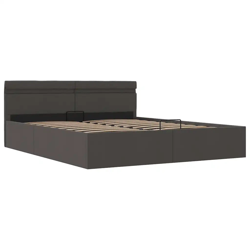 Giroletto con Contenitore e LED Grigio Scuro Tessuto 180x200 cm 285605