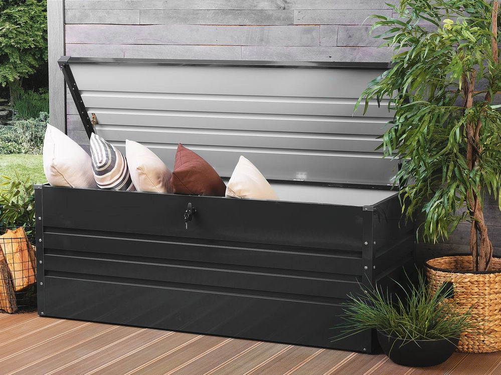 Cesta baule portaoggetti da esterno in acciaio zincato grigio 600 lt giardino industriale