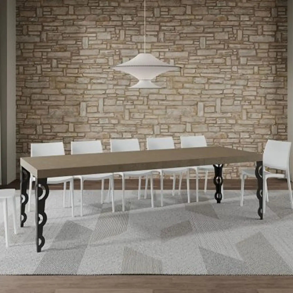 Tavolo allungabile 160/420x90 cm Karamay Premium tortora gambe antracite