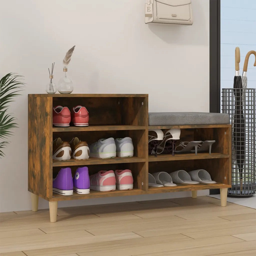 Scarpiera | Mobile per scarpe Rovere Fumo 102x36x60 cm in Legno Multistrato