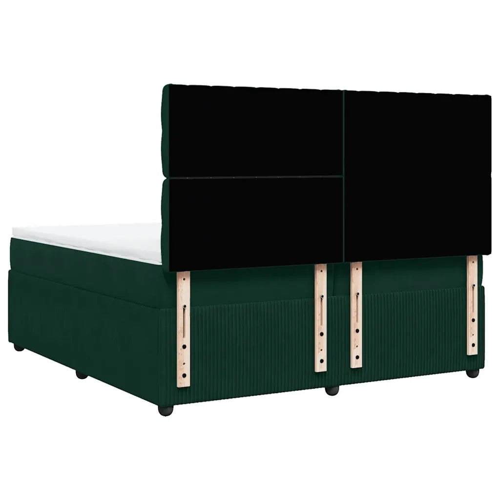 Giroletto a Molle con Materasso Verde Scuro 200x200 cm Velluto 3294739