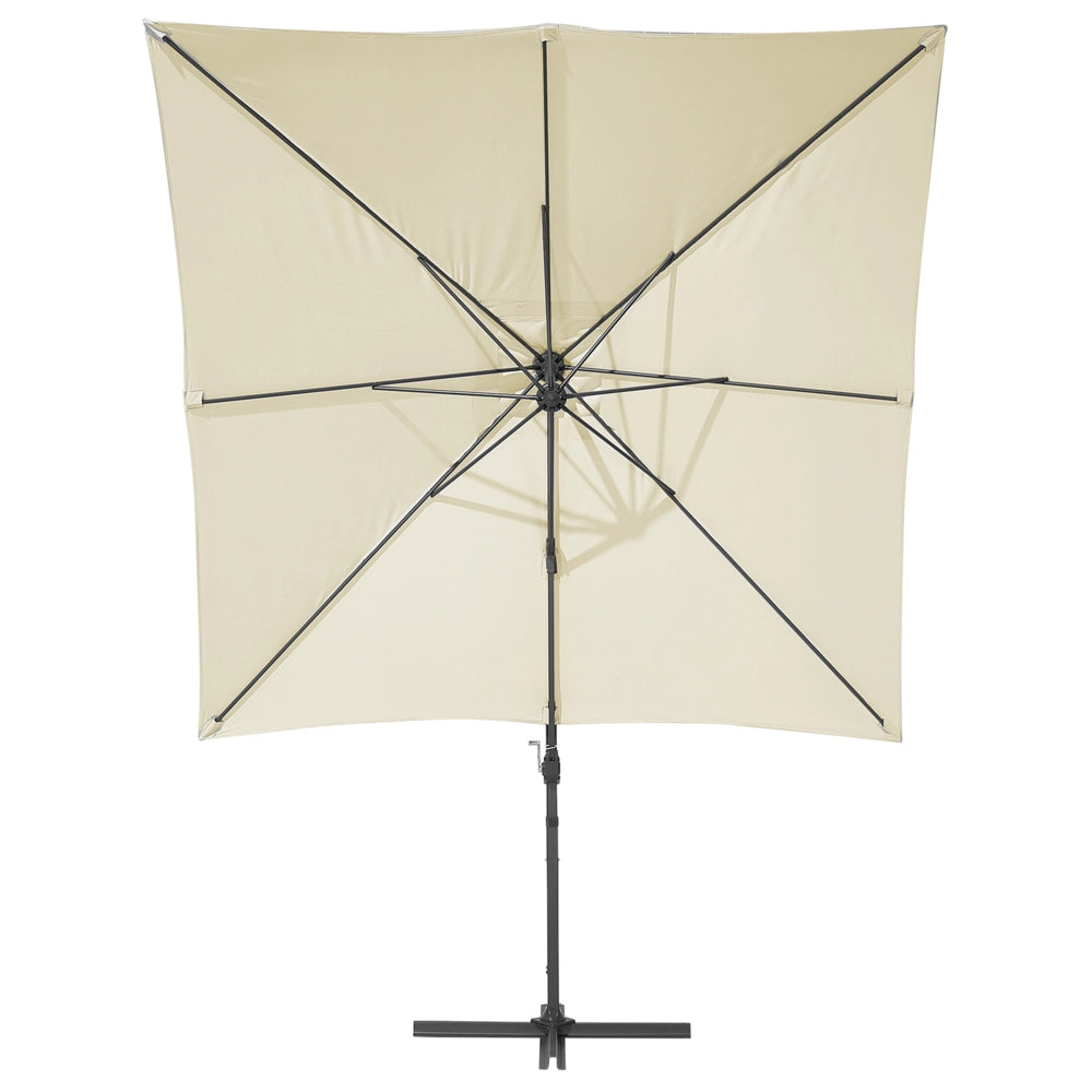 Ombrellone da giardino Tendalino beige chiaro Palo in acciaio Nero 235 cm Cantilever resistente agli agenti atmosferici meccanismo a manovella