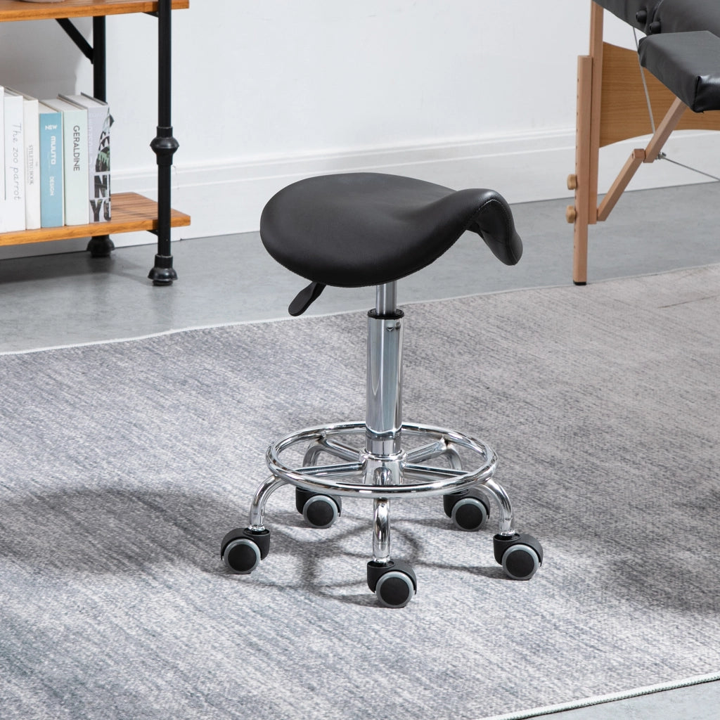 Sgabello Regolabile in Altezza con Seduta Imbottita ¨C zephmum ¨C 36.2x37.5x51-66 cm, Nero