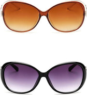 Zonnebrille Retro Designata per Donne con Protezione UV - Tendenza Classica per Donne (Nero Bluverde, 2 pezzi)