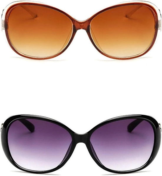 Zonnebrille Retro Designata per Donne con Protezione UV - Tendenza Classica per Donne (Nero Bluverde, 2 pezzi)