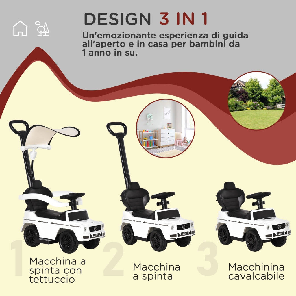 Macchina a Spinta per Bambini ¨C zephmum ¨C Bianco 85.5x40.5x95 cm