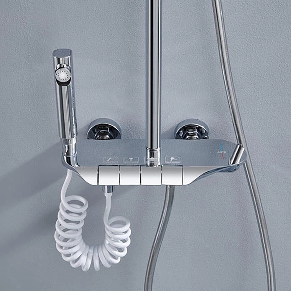 Trade Shop - Set Saliscendi Bagno Colonna Doccia Rubinetto Soffione Doccetta Bidet Cromato 87343 -