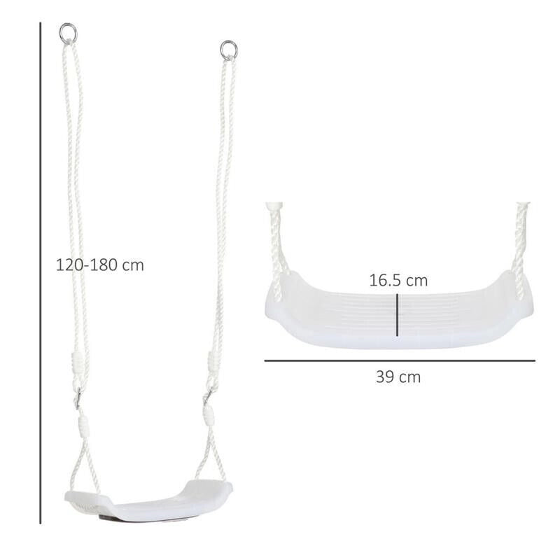 ALTALENA PER BAMBINI 9-36 MESI IN PP E PE CON CORDA REGOLABILE E LUCI LED, 39X16.5X120-180 CM, BIANCO