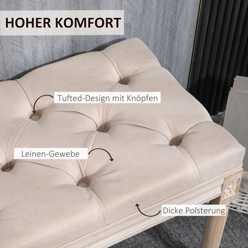 Divano a 2 posti ¨C zephmum ¨C Vintage, bottoni, gambe tornite, crema e bianco