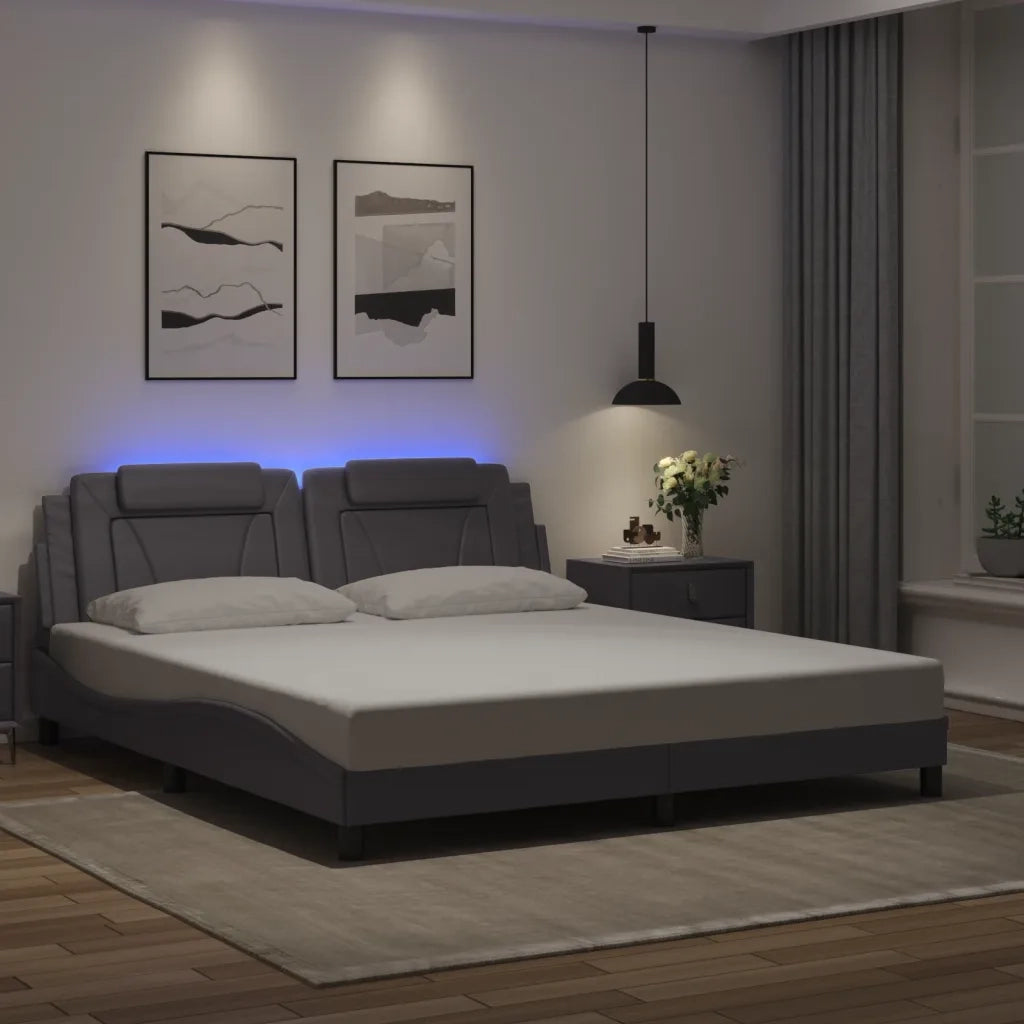 Giroletto Viana con LED senza Materasso Grigio 180x200 cm