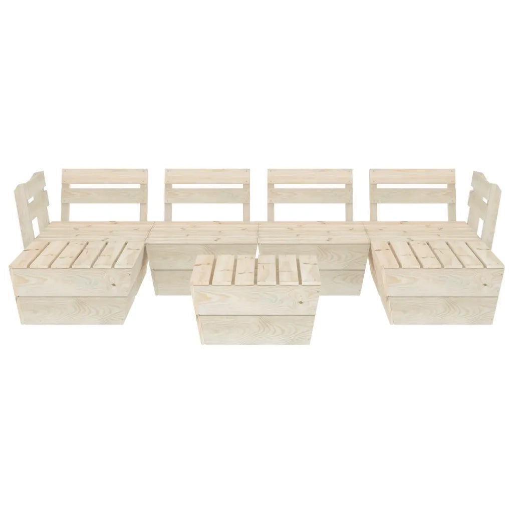 Set Divani da Giardino su Pallet 7 pz in Legno Abete Impregnato