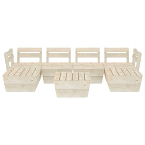 Set Divani da Giardino su Pallet 7 pz in Legno Abete Impregnato