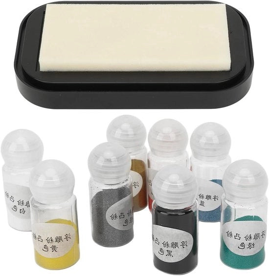 Kit di Avvio per Incisione con 8 Colori di Set di Poesie e Cuscino di Inchiostro - Creazione di Carte e Poster - Scrapbooking e Papierarte - Progetti di Incisione DIY