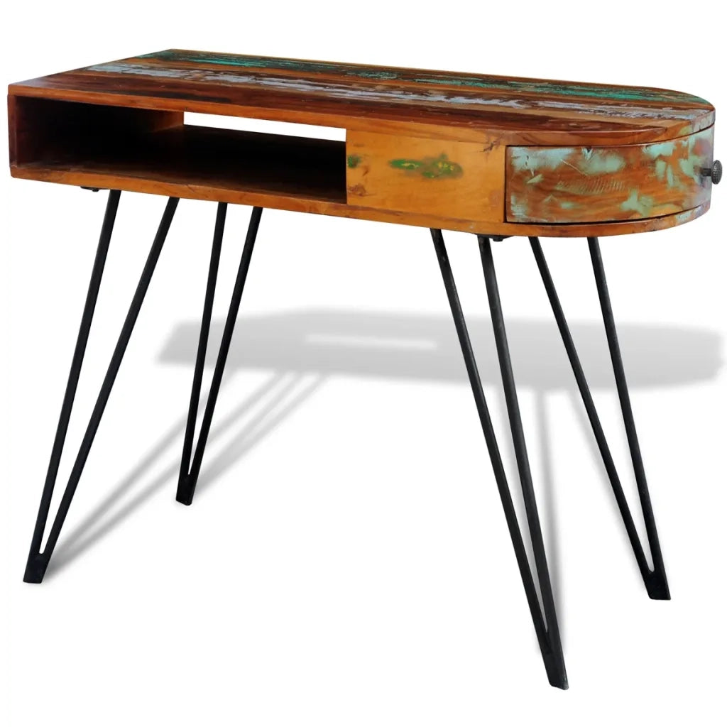Scrivania in Legno Massello di Recupero con Gambe in Ferrocod mxl 73063