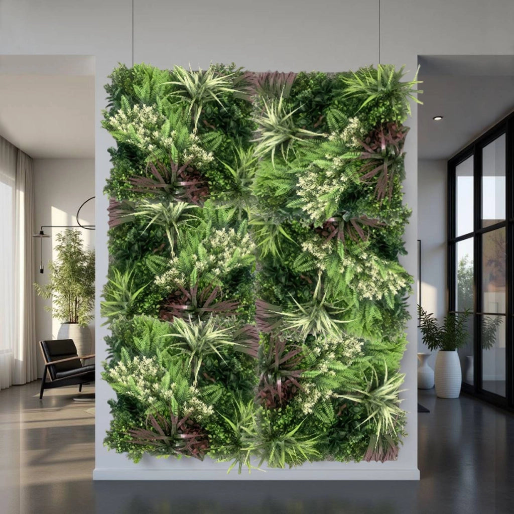 Pannelli Piante Artificiali da Parete 3D – Siepe Sintetica Verde Effetto Naturale per Interno Ester ESOTICO 100X100 CM