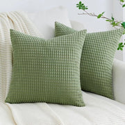 Set di cuscini di 2 - cuscino decorativo - corduroy verde velluto - 50 x 50 cm