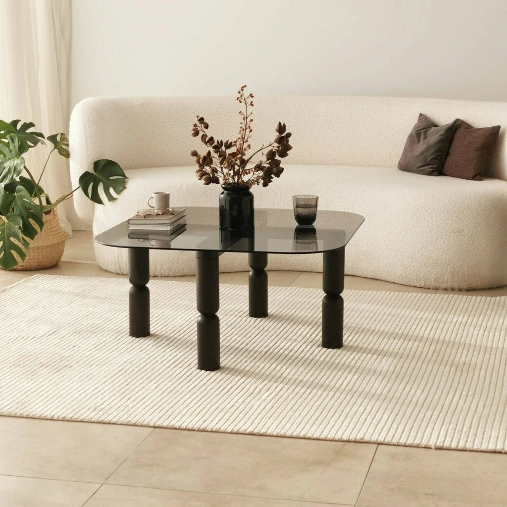 Gran, Tavolino da Salotto Effetto Fume, 80x80x40h cm Nero Antracite