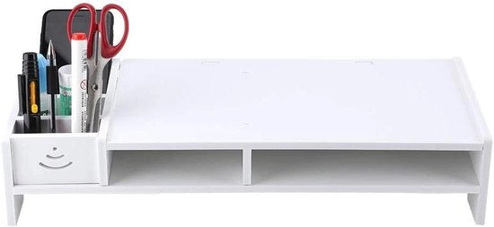 Scaffale per computer con cassetto di archiviazione per spazio di lavoro domestico e ufficio 15.04 x 7.87 x 3.94 pollici - Schermo organizzatore per scrivania con cassetto di archiviazione.