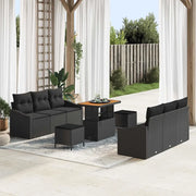 Set Divano da Giardino con cuscino con archiviazione 9 pcs Nero