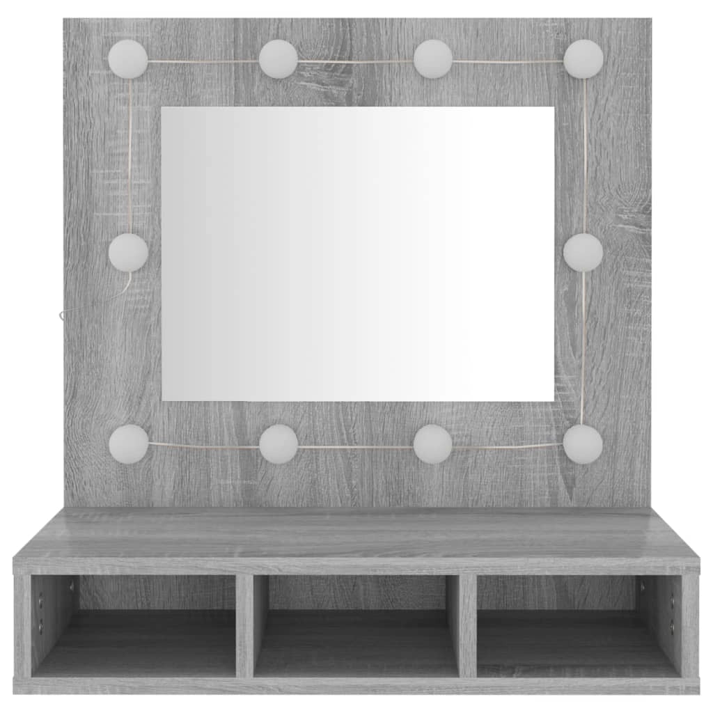 Armadio a specchio con illuminazione a LED 60 x 31,5 x 62 cm grigio 02_0006676
