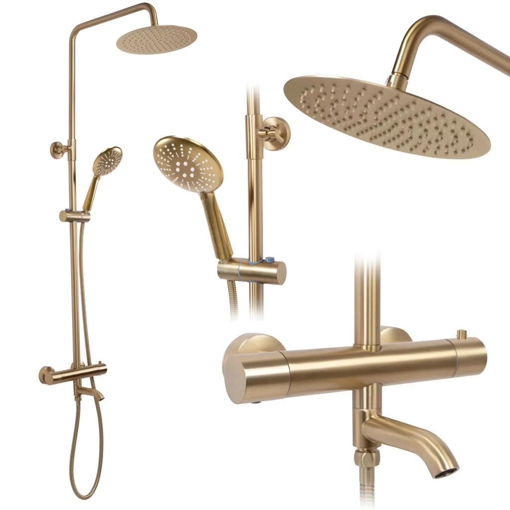 Set Doccia Con Termostato Rea Lungo Gold Brush