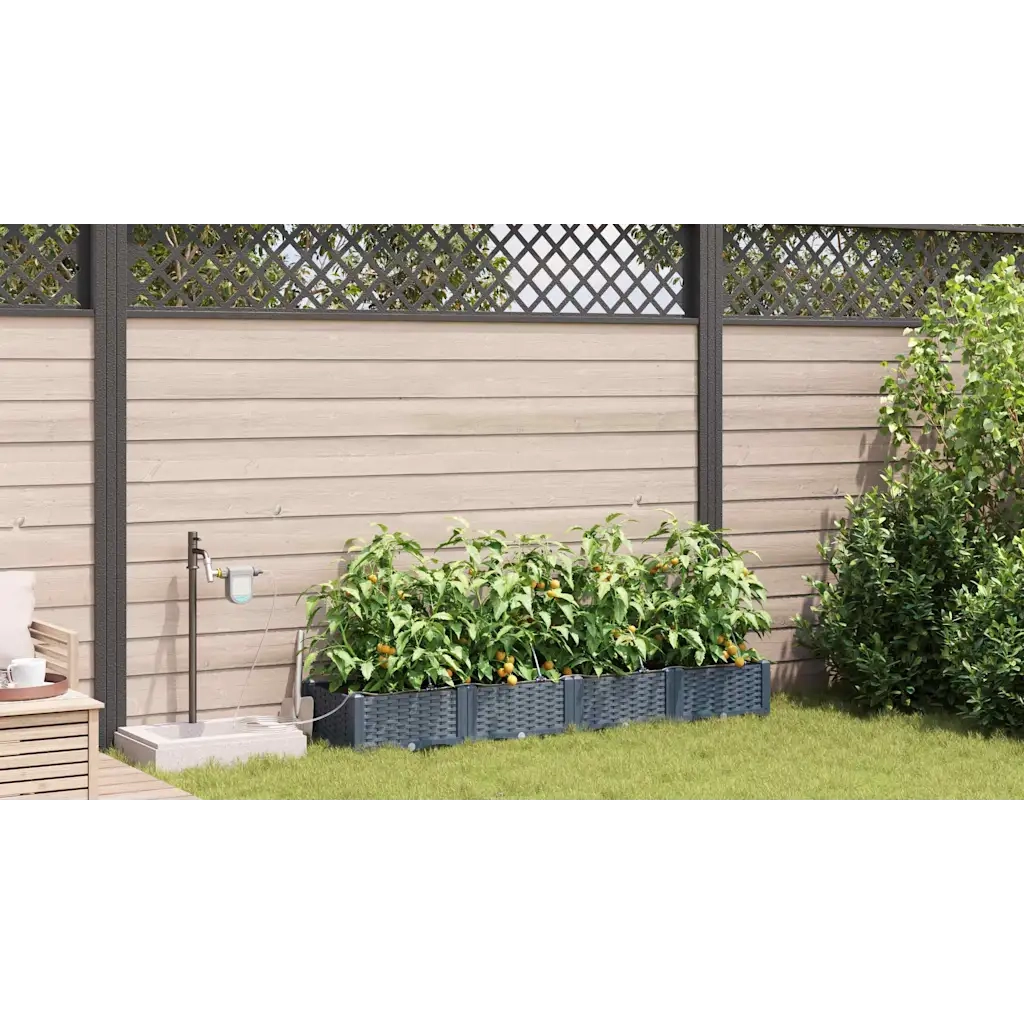 Vaso da giardino 4 pcs Grigio Chiaro Plastica 42002890