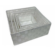 Trade Shop - 6pz Scatola In Tessuto Contenitori Organizer Bagno Armadio Cassetti Bianco -