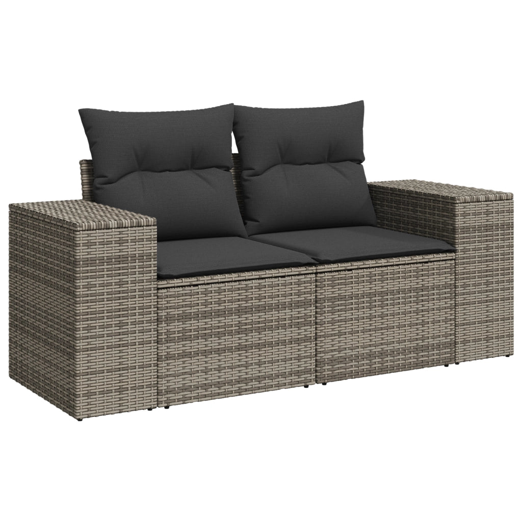 Set divano da giardino in polyrattan grigio da 10 pezzi con cuscini di